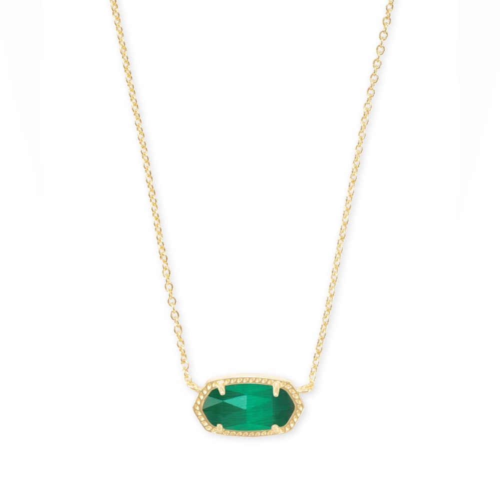 Elisa Gold Pendant Necklace in Emerald Cat’s Eye